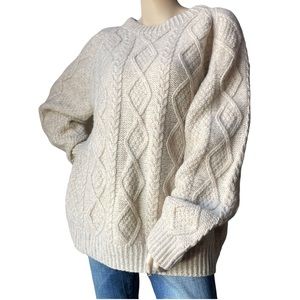 ❤️ SOLD ❤️ Vintage Aran Irish Sweater Oversized Fisherman Cottagecore Hand Knit